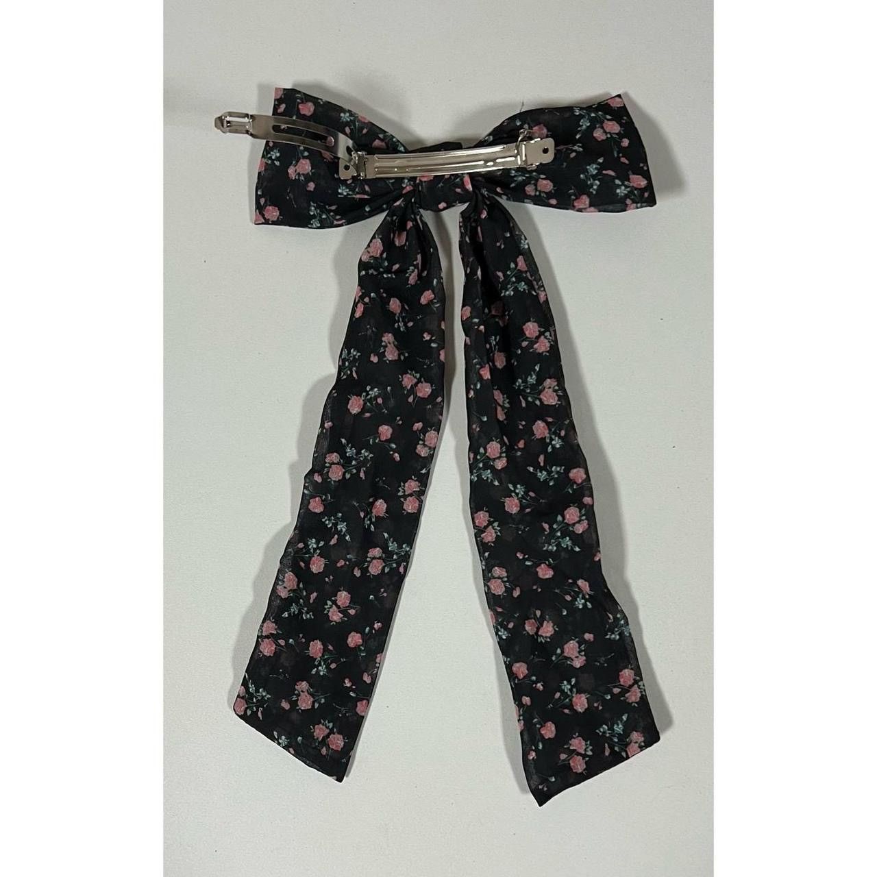 Japanese Brand × Vintage Black Pink Rose Floral Hair Bow Clip Fashion Accessory 🎀 Size ONE SIZE - 3 Thumbnail