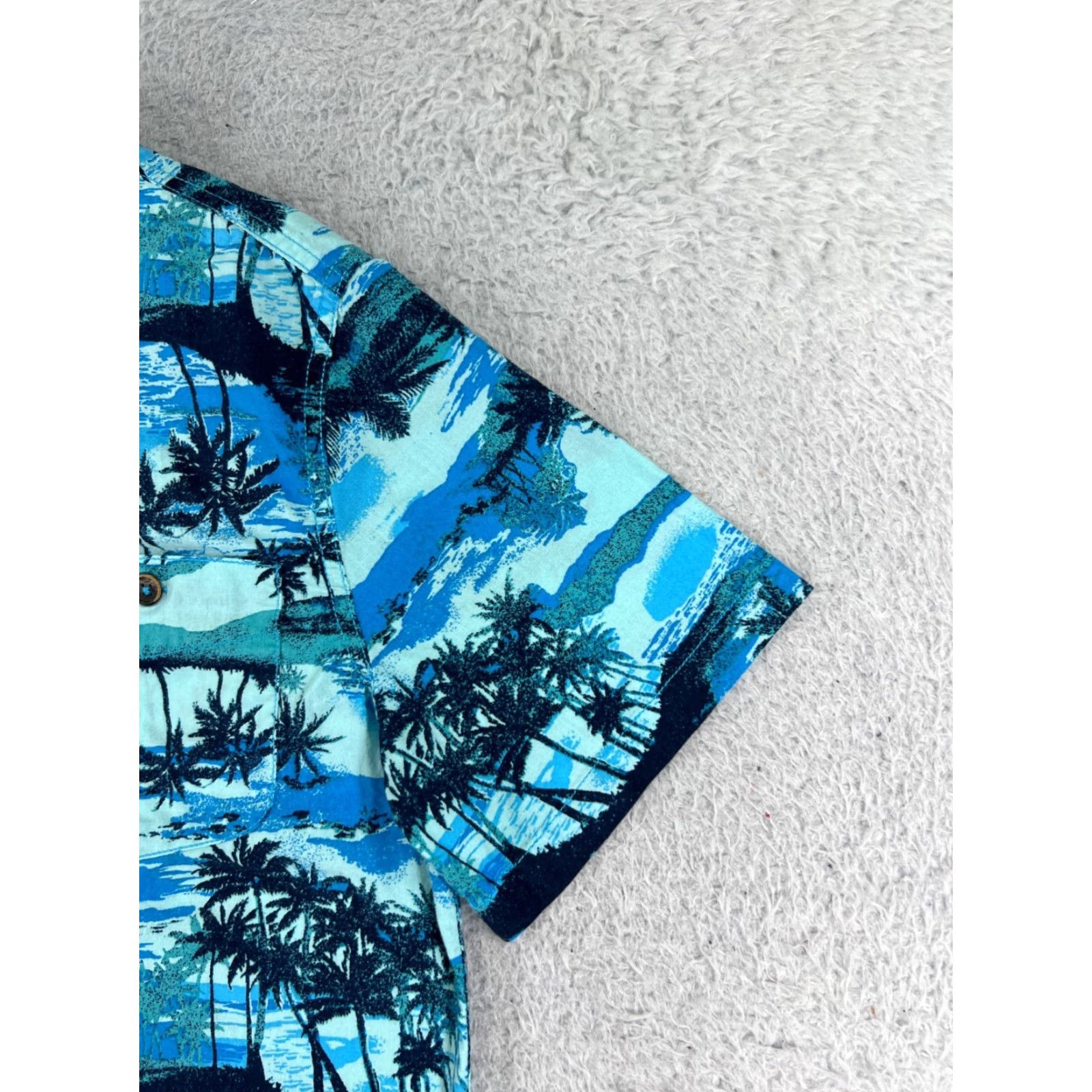 Cherokee Cherokee Shirt Mens XL Blue Palm Island Print Button Up Hawaiian Cotton Size US XL / EU 56 / 4 - 5 Thumbnail
