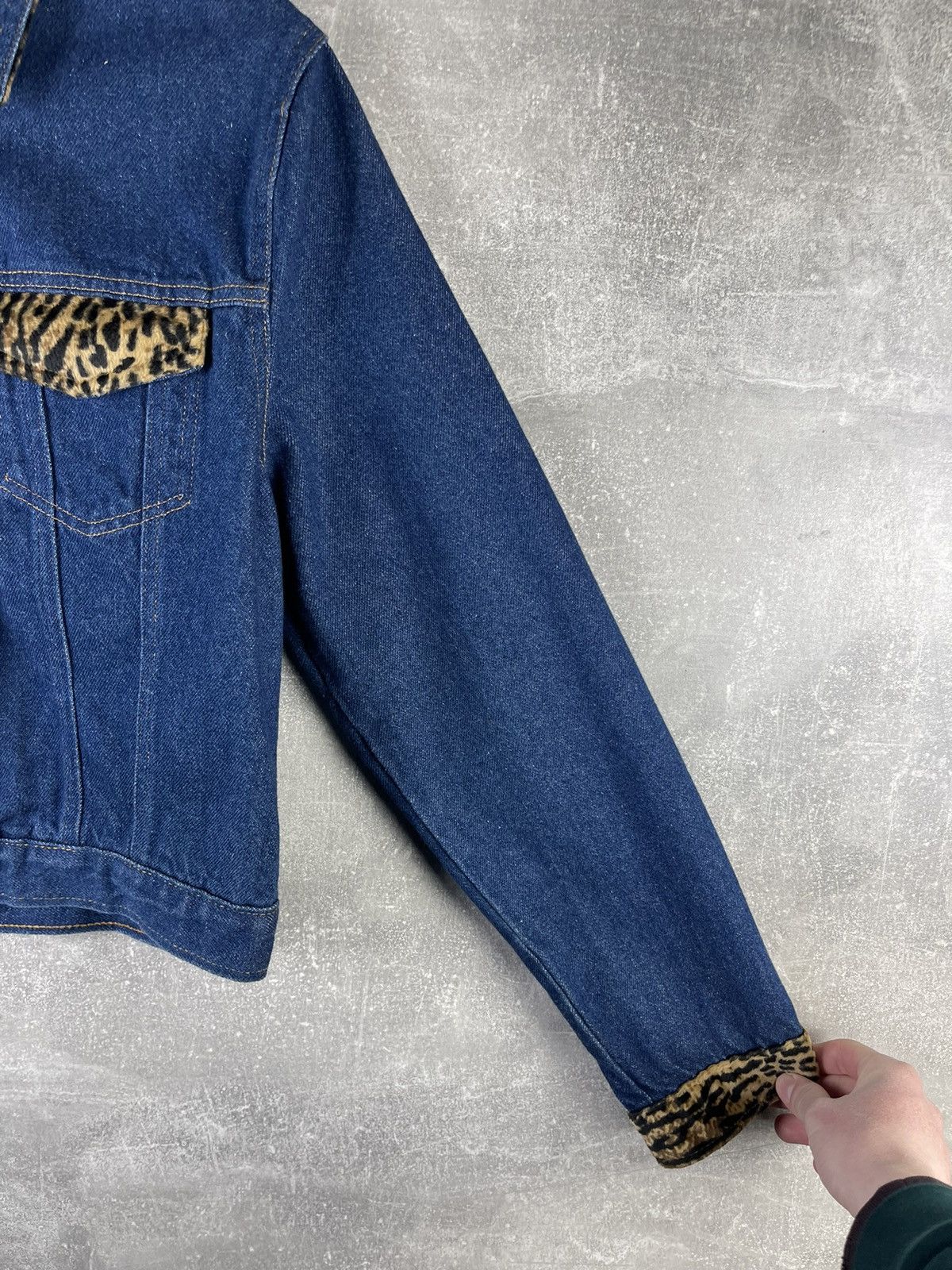 Just Cavalli Roberto Just Cavalli Vintage Denim Leopard Trim Blue Jacket Size L / US 10 / IT 46 - 4 Thumbnail