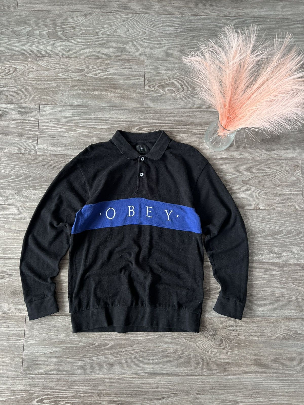Japanese Brand × Obey ‼️Obey Worldwide Authentic Big Logo Polo Neck Long Sleeve Tee Size US S / EU 44-46 / 1 - 3 Thumbnail