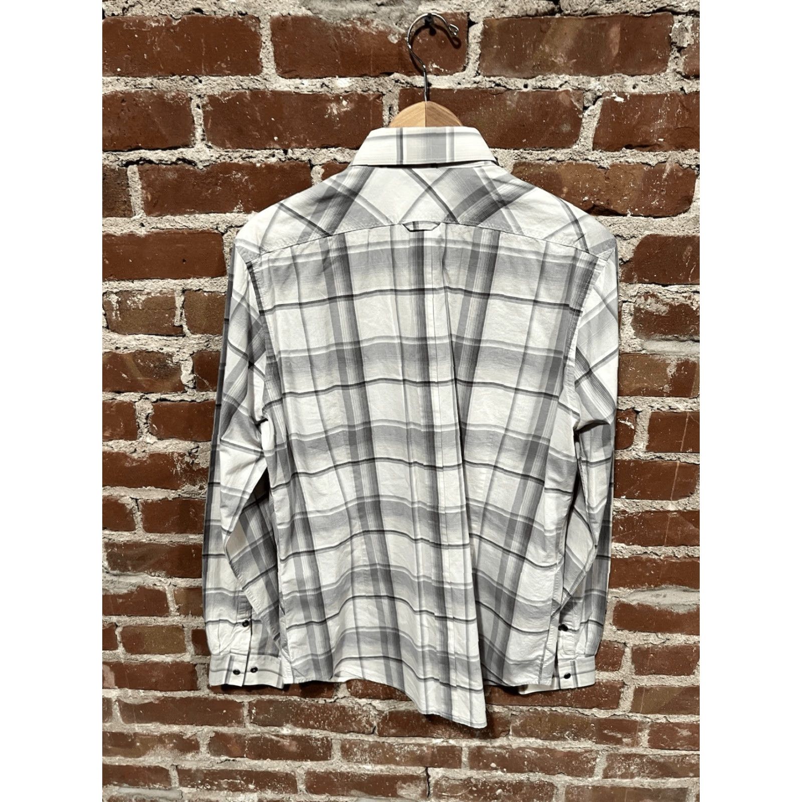 Express Express Shirt Mens White Plaid Long Sleeve Button-Up Dress Size L Size 42R - 2 Thumbnail