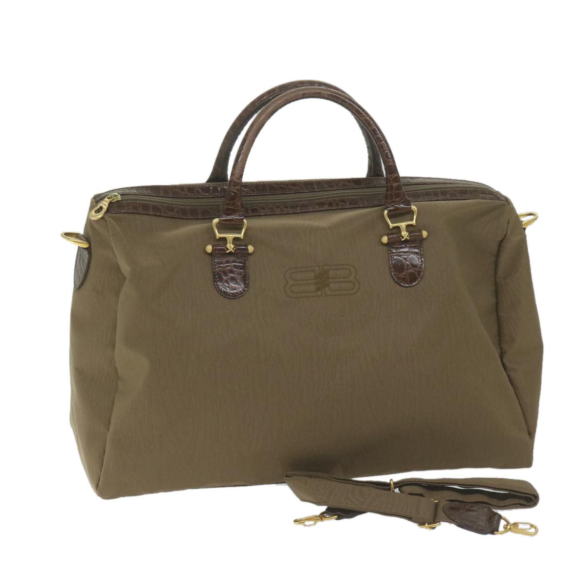 image of Balenciaga Boston Bag Nylon Brown Auth Bs11622, Women's
