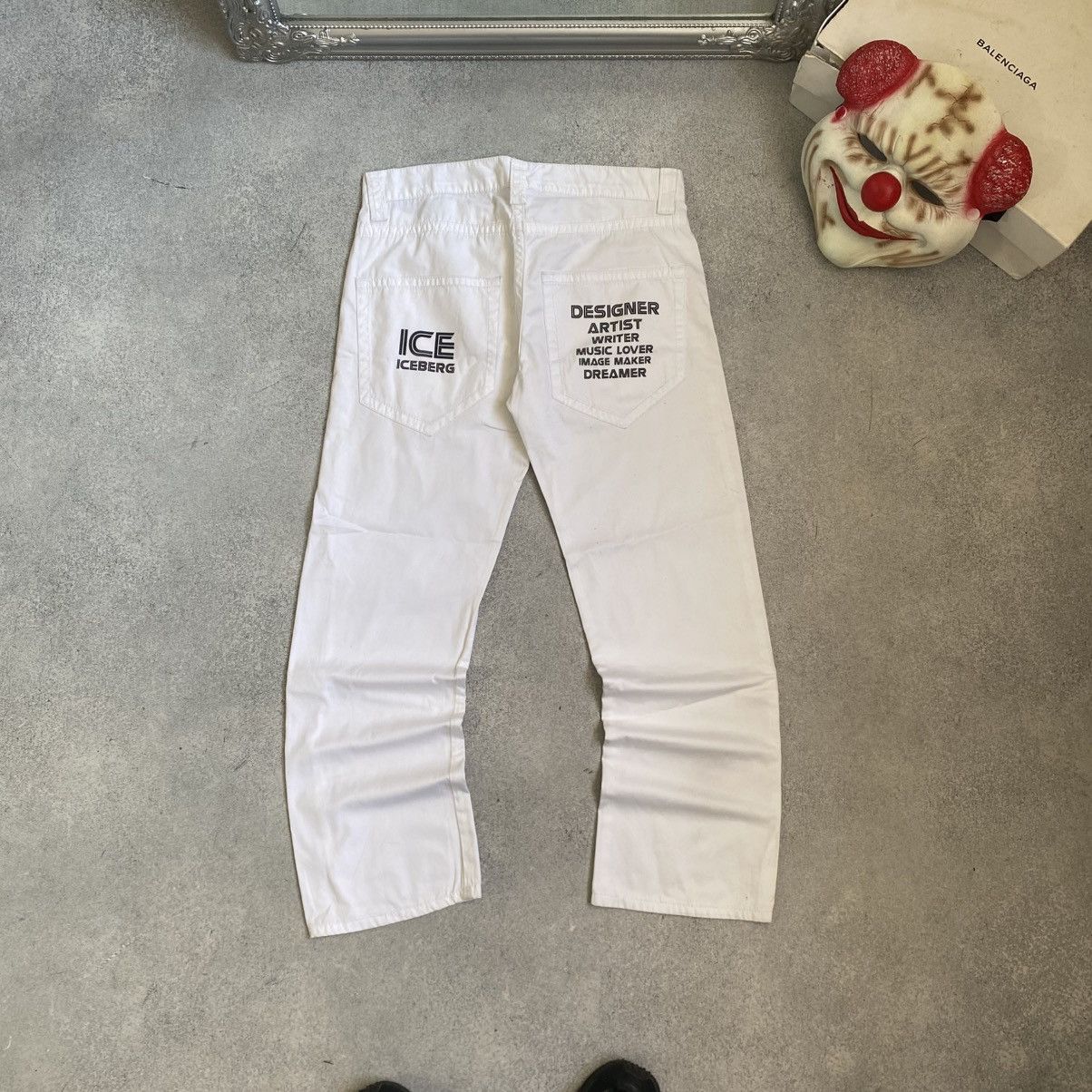 Iceberg Vintage 90's Iceberg Ice White Jeans Big Logo Pants Y2K Size US 31 - 1 Thumbnail