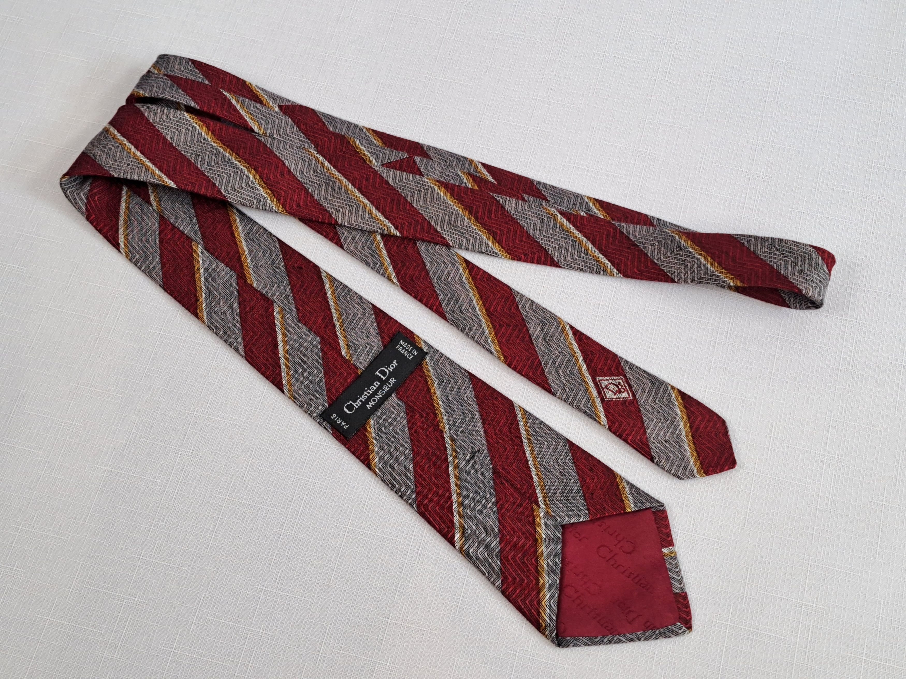 Dior × Vintage Vintage Christian Dior striped linen tie. Size ONE SIZE - 4 Thumbnail