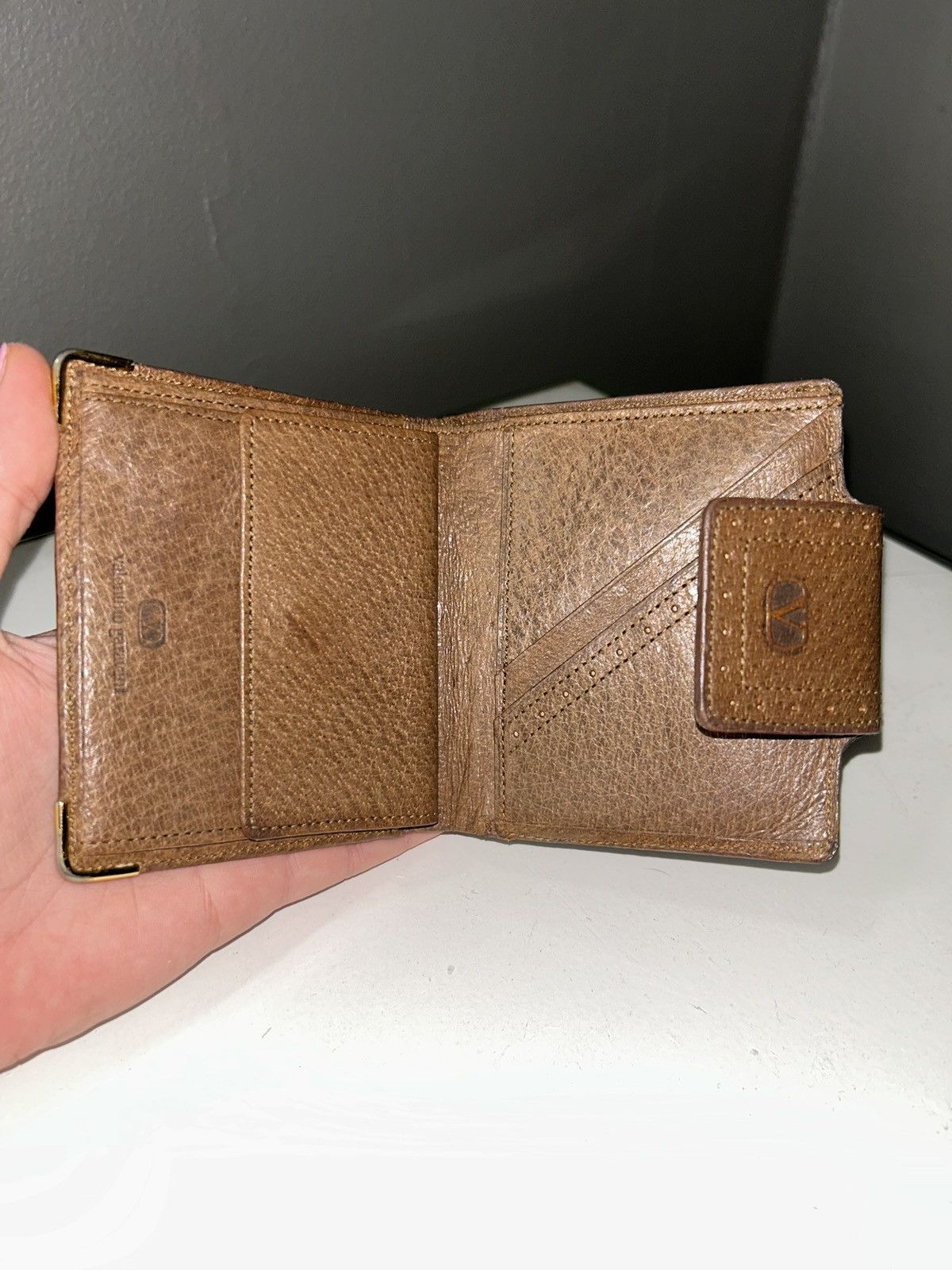 Valentino Valentino Garavani Brown Leather Compact Wallet Size ONE SIZE - 2 Thumbnail