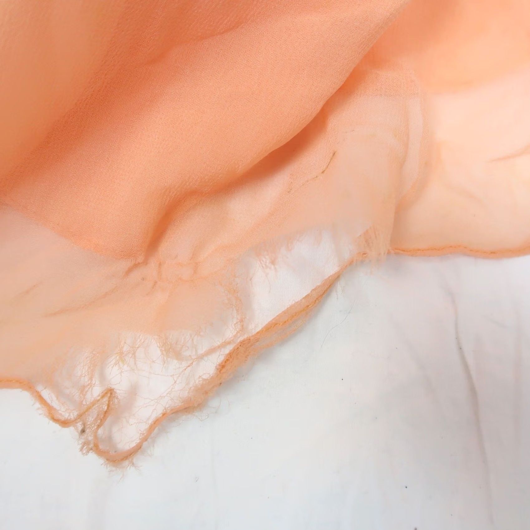 Vintage VINTAGE 70s Peach Orange Chiffon Ruffle Maxi Dress Formal Gown XS Women Sleeveless Halter Wedding Bohemian 70s Strapless? Size XS / US 0-2 / IT 36-38 - 6 Thumbnail