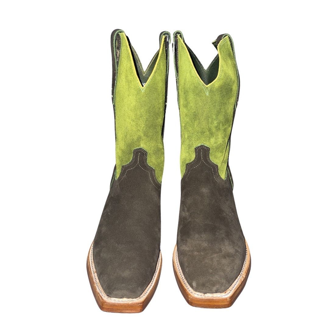 Lucchese Stead Colorblock Olive Leaf Suede Cowboy Roper Boots Western Size US 11 / EU 44 - 3 Thumbnail