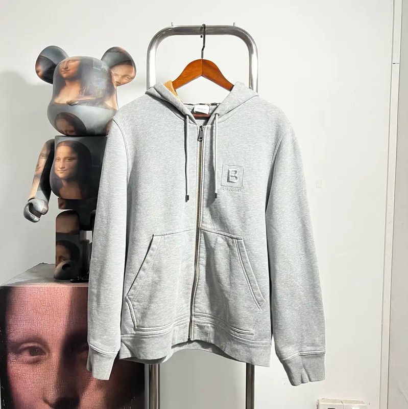 Burberry Burberry Gray Cotton Zip-Up Hoodie for Men Size US L / EU 52-54 / 3 - 1 Thumbnail