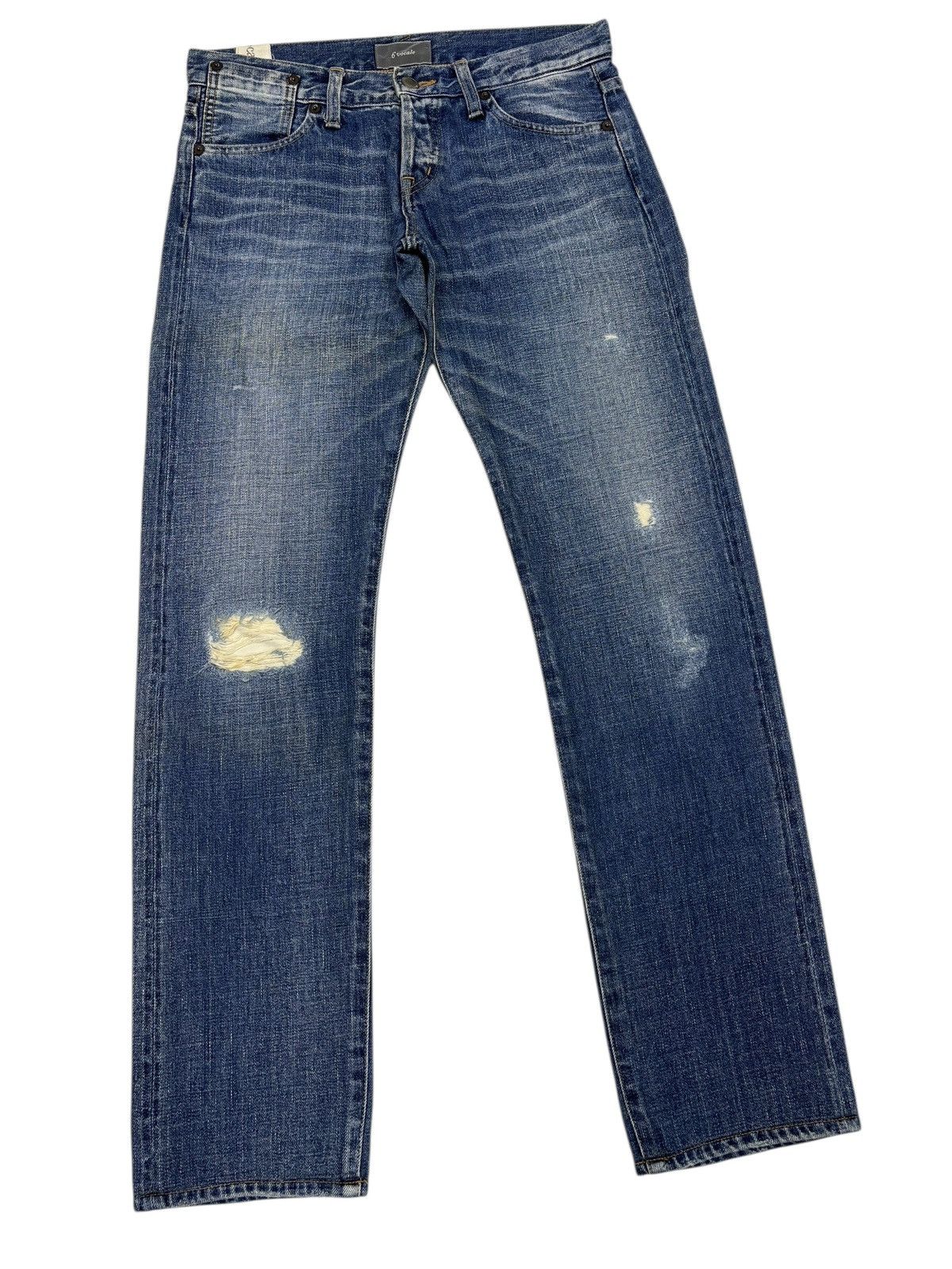 If Six Was Nine 6•Vocale Selvedge Distressed Denim Jeans Size 29" - 3 Thumbnail