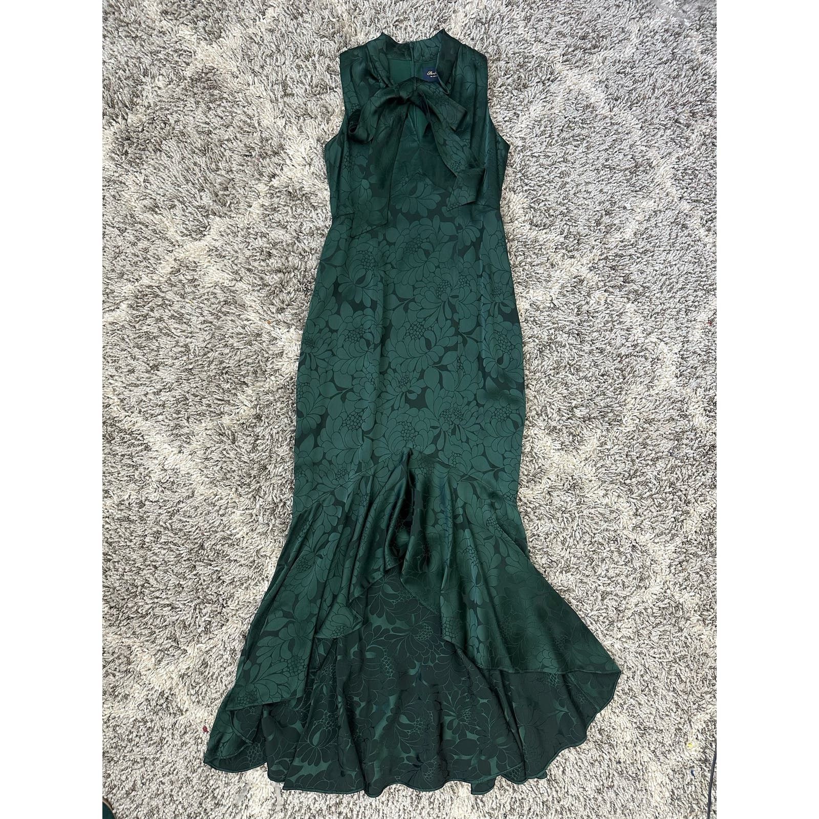 Other Shoshanna Mayburn Floral Satin Green Jacquard Gown Dress 0 Size XS / US 0-2 / IT 36-38 - 1 Thumbnail