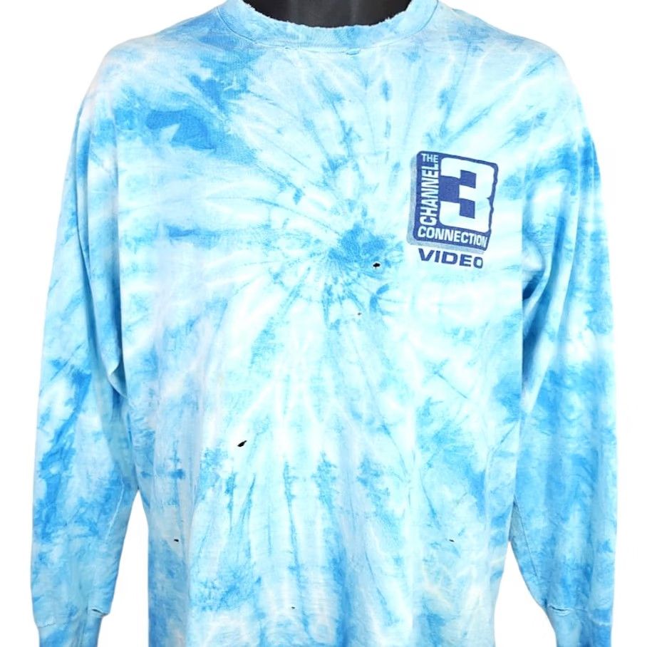 Fruit Of The Loom VINTAGE Higher Learning T Shirt Mens Size Medium 1995 Drama Movie Made In USA Tie Dye Blue Cotton Crew Neck Long Sleeve Front Back Single Stitch Size US M / EU 48-50 / 2 - 2 Thumbnail
