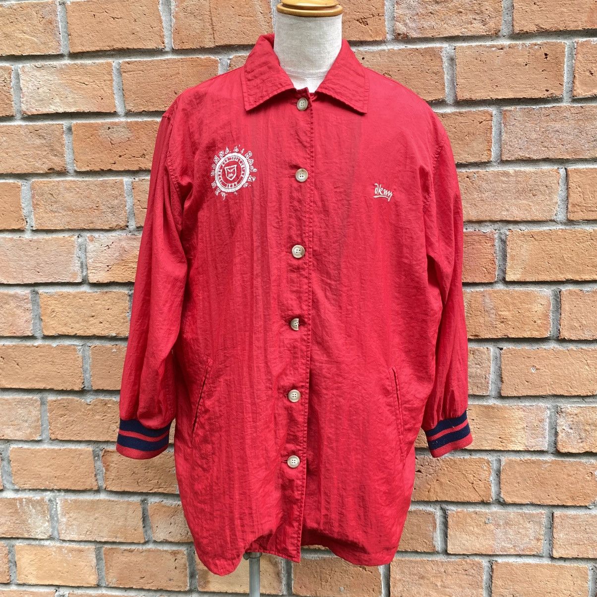 DKNY DKNY Red Button-Up Coach Jacket with Crest Size US S / EU 44-46 / 1 - 18 Thumbnail