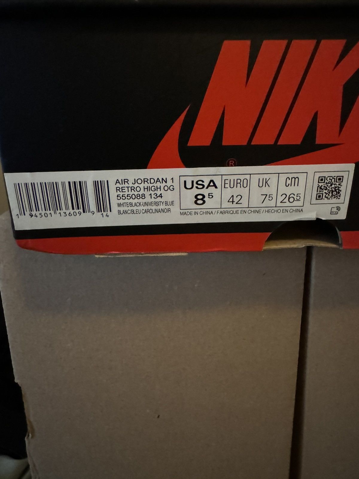 Jordan Brand × Nike Air jordan 1, UNC Size US 8.5 / EU 41-42 - 10 Thumbnail