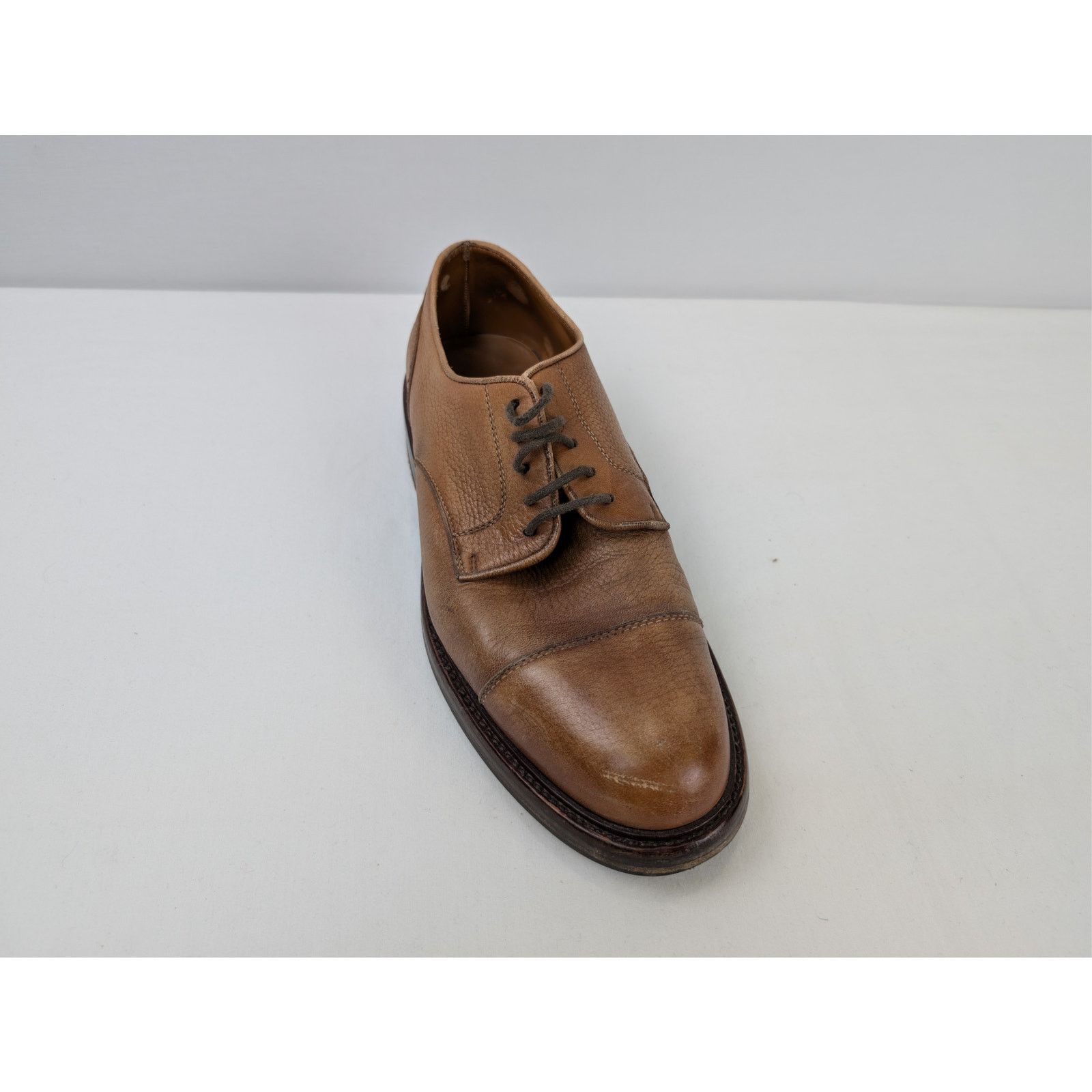 Brunello Cucinelli o1rshd1 CC20 men's brown grain leather cap-toe derby shoes Size US 10 / EU 43 - 3 Thumbnail