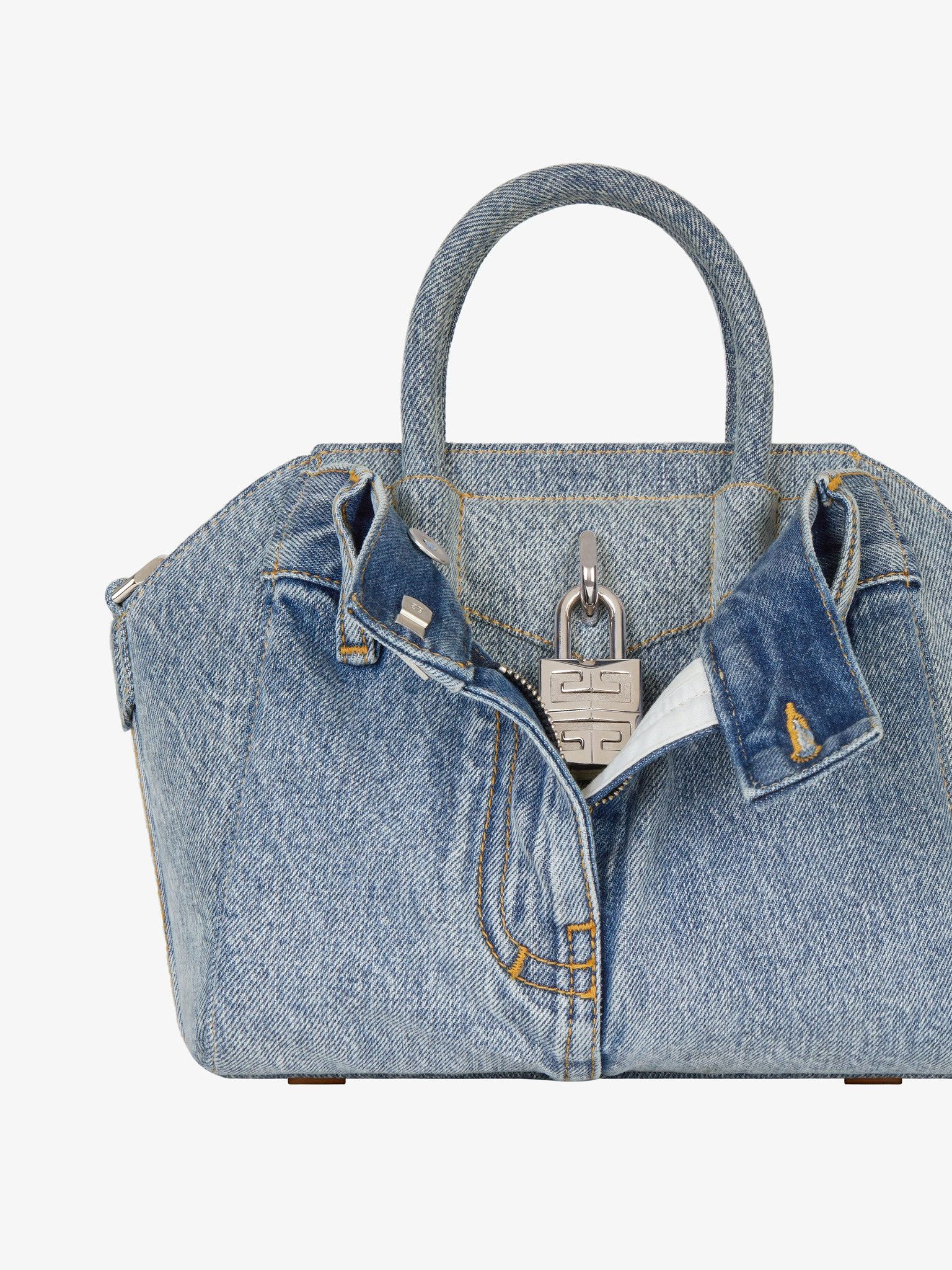 Givenchy o1w1db10325 Size: OS/Antigona Lock Mini Bag in Medium Blue Size ONE SIZE - 4 Thumbnail