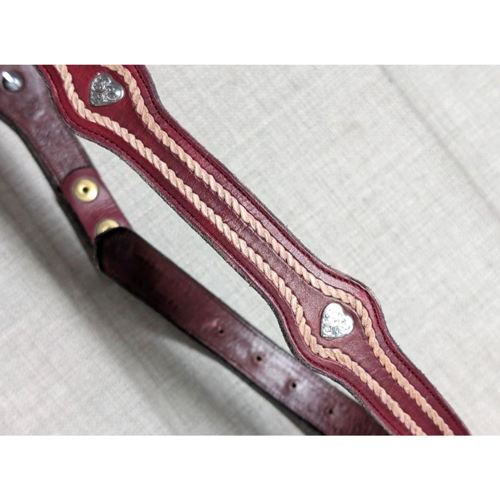 Vintage VINTAGE HANDCRAFTED belt Western belt Women 28 Red Heart Snakeskin Inlay Cowhide Leather 1-1/2" Rodeo Concho Belt Size ONE SIZE - 6 Thumbnail