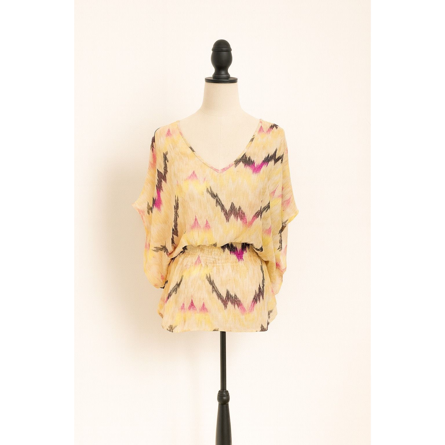 Parker Parker 100% Silk Abstract Kimono Sleeve Blouse Elastic Waist Size XS / US 0-2 / IT 36-38 - 1 Thumbnail