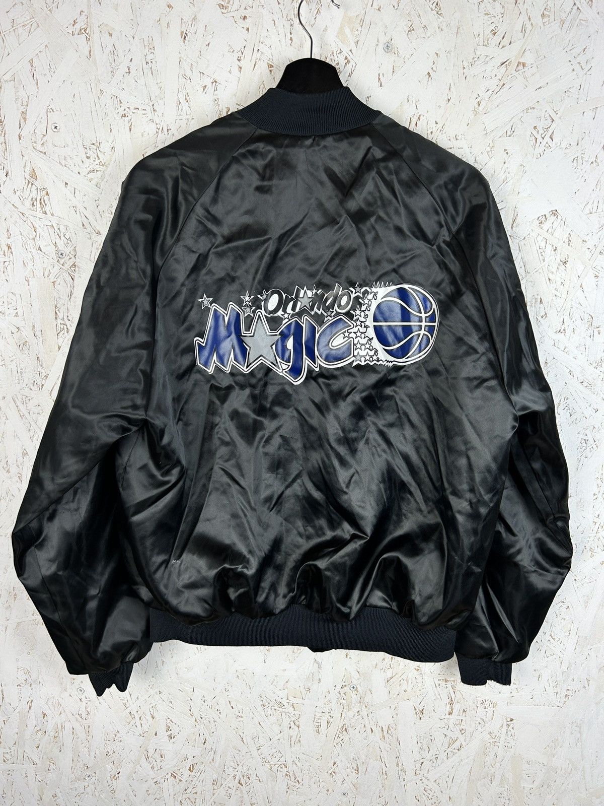 90s Chalk Line Orlando Magic NBA Satin Bomber Jacket Black L