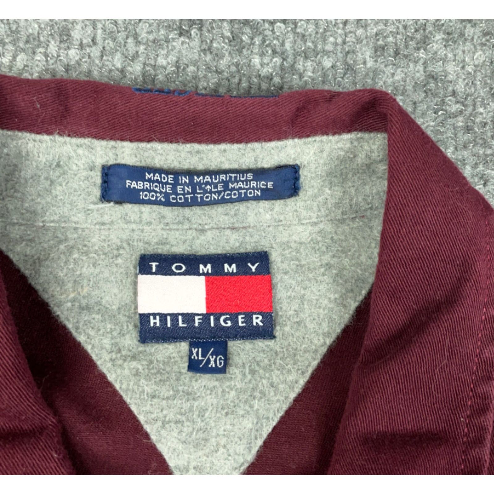 Tommy Hilfiger VINTAGE Tommy Hilfiger Athletics Shirt Striped 1/2-Button Dark Red Blue Heavyweight Cotton Adult XL Men Casual Workwear 90s Crest Pocket Button-Front Size US XL / EU 56 / 4 - 6 Thumbnail