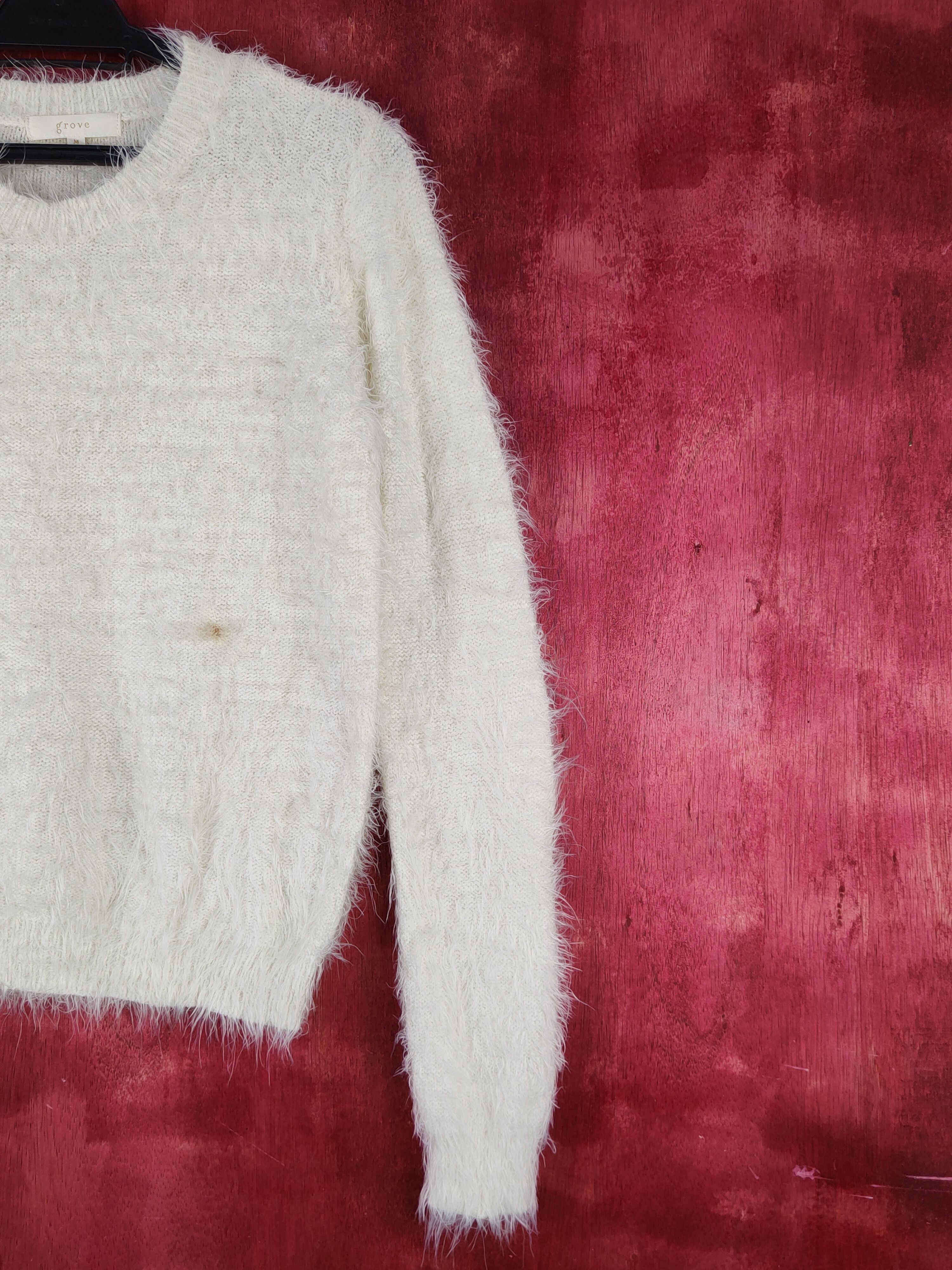 Homespun Knitwear Grove Ivory Shag Shaggy Fur Mohair Knitwear #S2060 Size M / US 6-8 / IT 42-44 - 5 Thumbnail