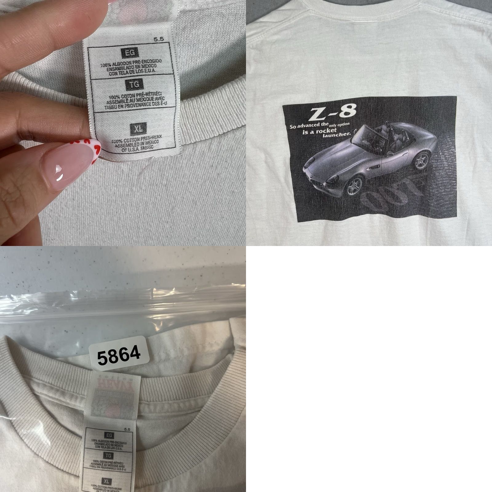 Fruit Of The Loom VINTAGE BMW Z8 007 Movie Promo Car T Shirt Adult XL White Mens Size US XL / EU 56 / 4 - 8 Thumbnail