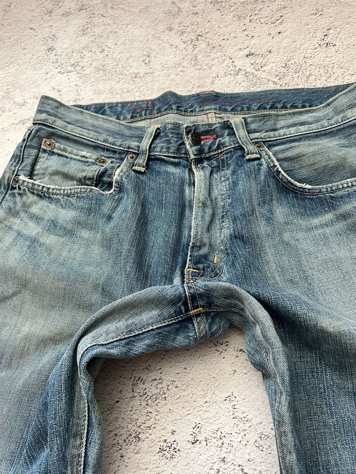 Edwin × Japanese Brand FLARED ≥ THRASHED EDWIN 53504 DISTRESSED DENIM PANT Size US 34 / EU 50 - 8 Thumbnail