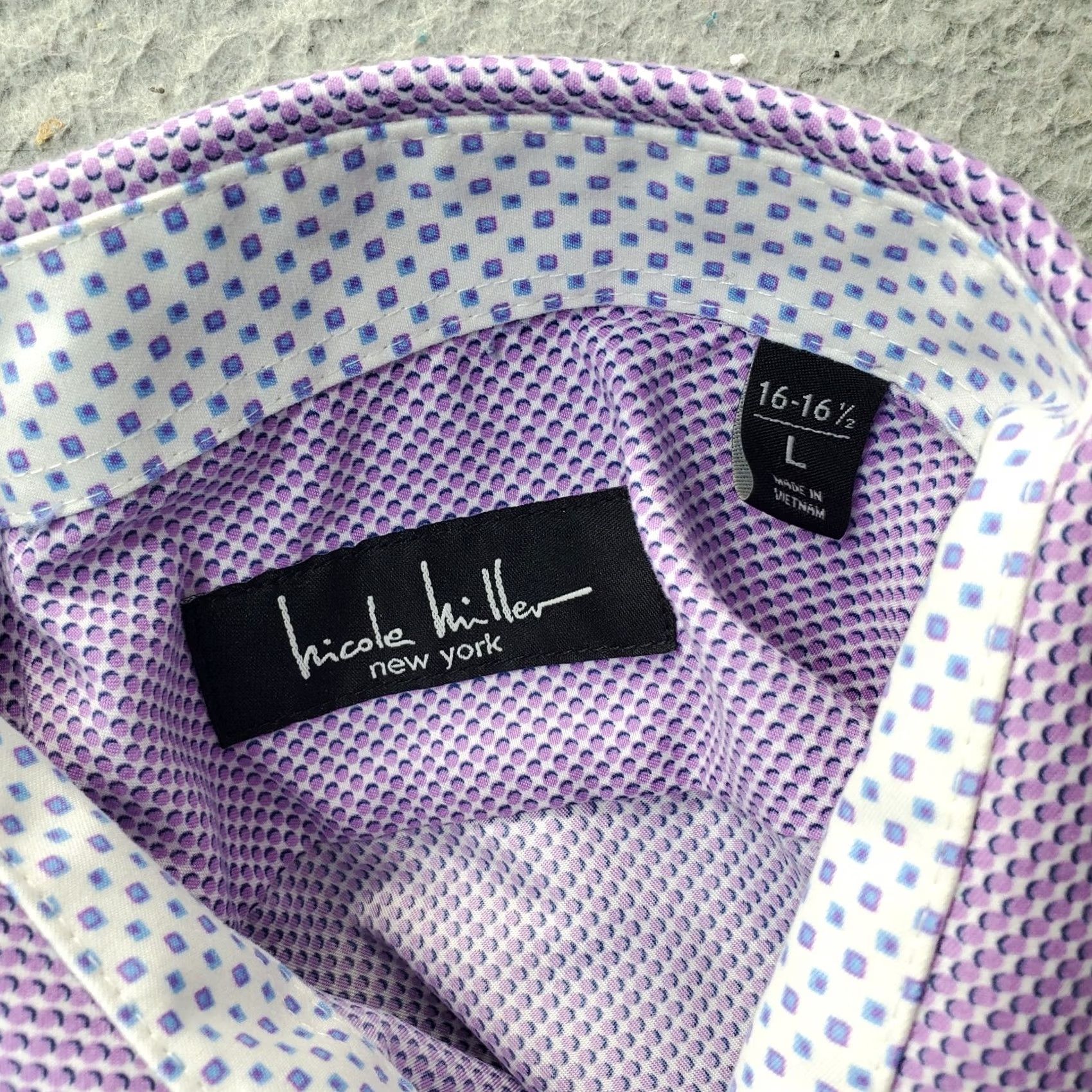 Nicole Miller Nicole Miller Dress Shirt Mens Large Multi Polka Dot Classic Collared Button Down Size 42R - 8 Thumbnail