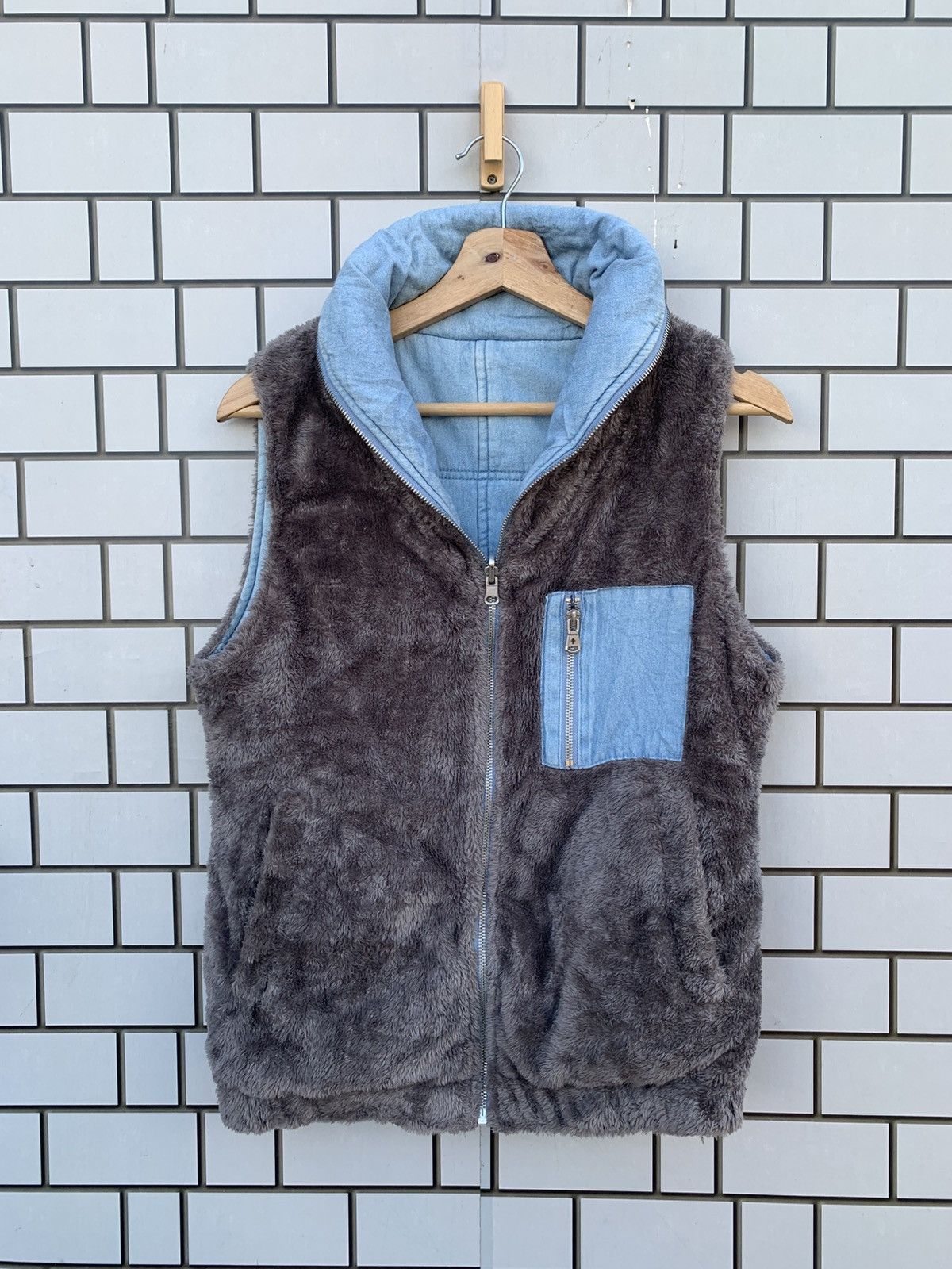 Indigo × Japanese Brand Vintage Japanese Brand Look Jeans Reversible Vest Size US M / EU 48-50 / 2 - 21 Thumbnail
