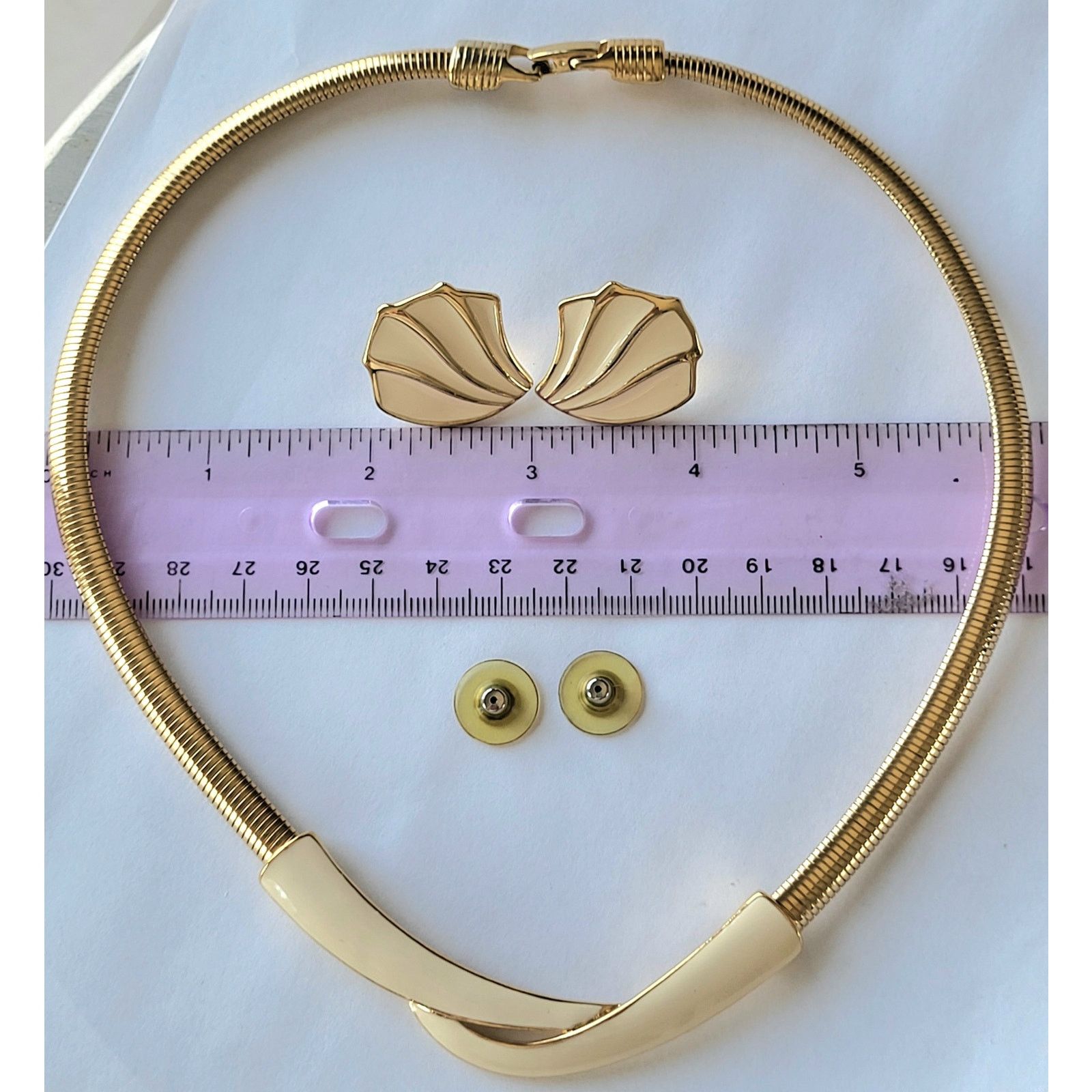 & Other Stories Vintage Glamour: Signed Trifari Set Gold Cream Enamel MCM Size ONE SIZE - 5 Thumbnail