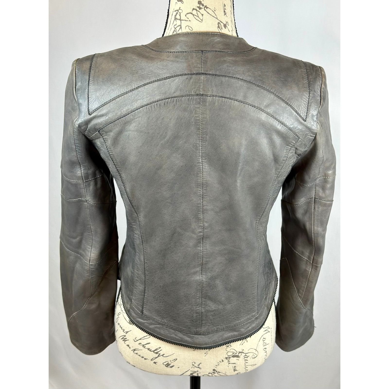 Zadig & Voltaire Zadig & Voltaire Vencia Collarless Lamb Leather Jackt Gray S Size S / US 4 / IT 40 - 14 Thumbnail
