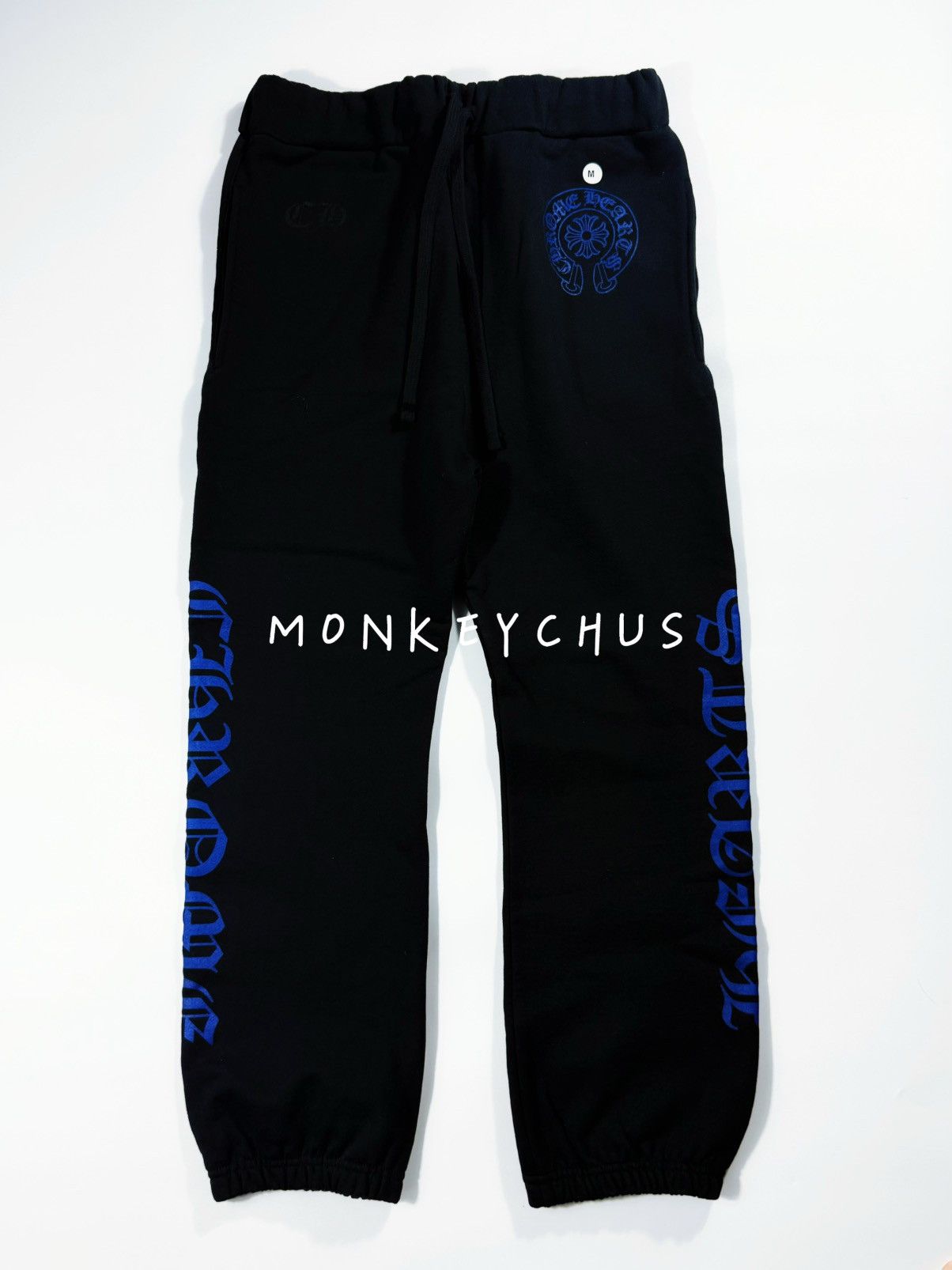 Chrome Hearts 🔥Chrome Hearts Black Blue Horseshoe Logo Sweatpants🔥 Size US 32 / EU 48 - 1 Thumbnail