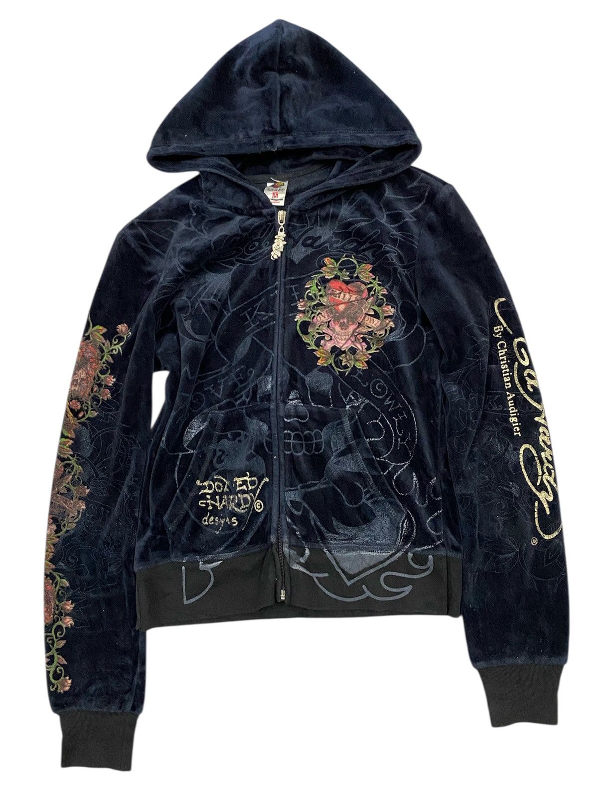 Ed Hardy Vtg Ed Hardy Velvet Hoodie Zipper Size US M / EU 48-50 / 2 - 2 Thumbnail