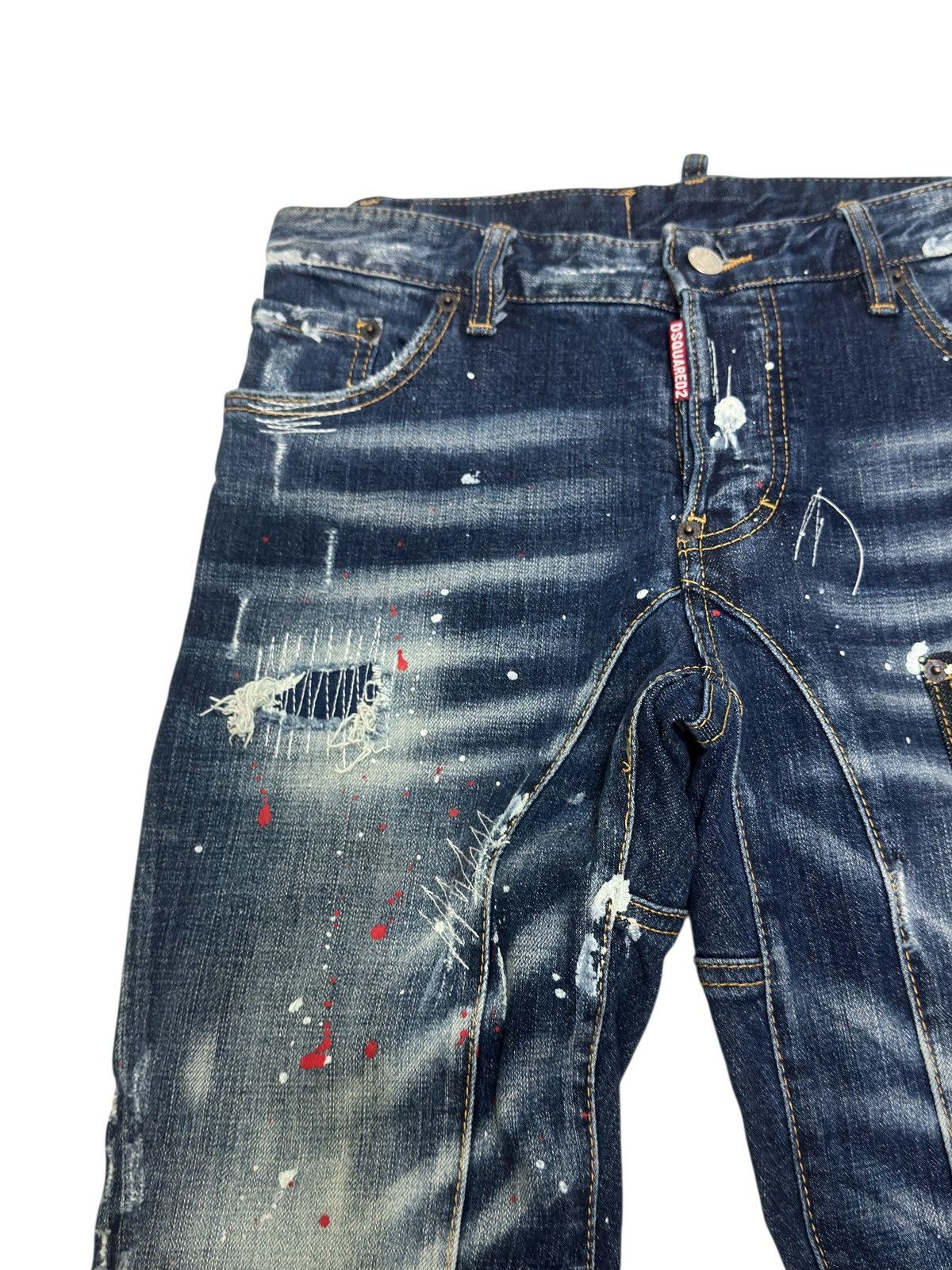 Dsquared2 DSQUARED2 Paint Splatter Distressed Denim Jeans Vintage Wash Size US 29 - 5 Thumbnail