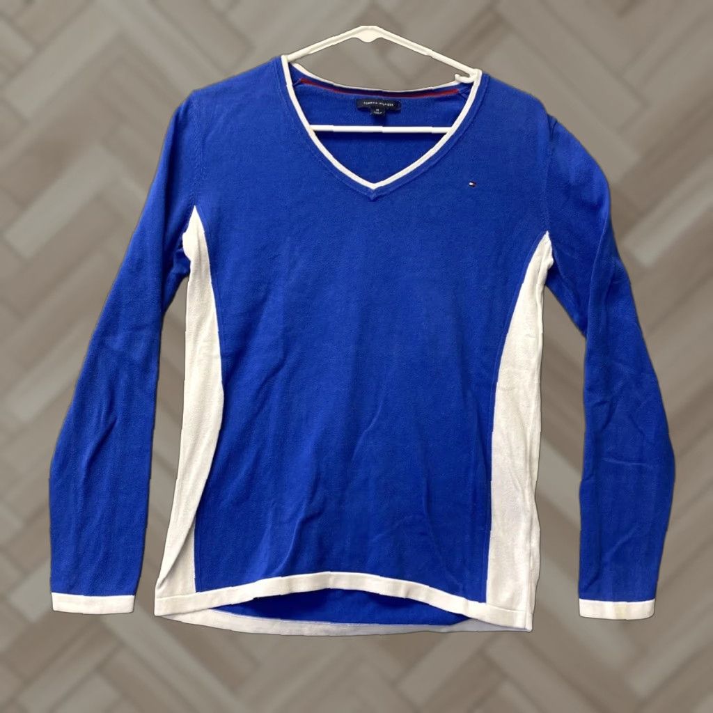 Tommy Hilfiger Tommy Hilfiger Sweatshirt Women's M Long Sleeve V-Neck Pima Cotton Blue/105-18 Size M / US 6-8 / IT 42-44 - 1 Thumbnail