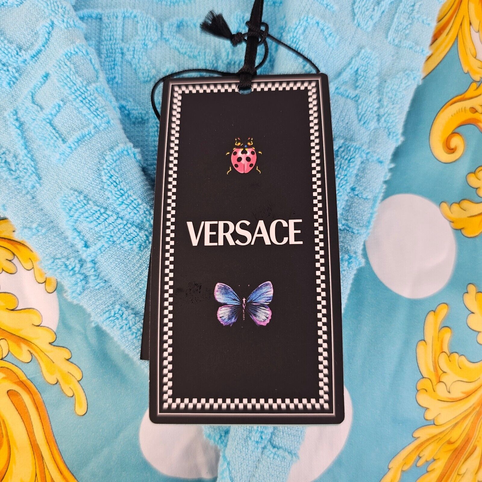 Versace VERSACE Butterflies Baroque Azur Blue Long Bathrobe Size US M / EU 48-50 / 2 - 5 Thumbnail