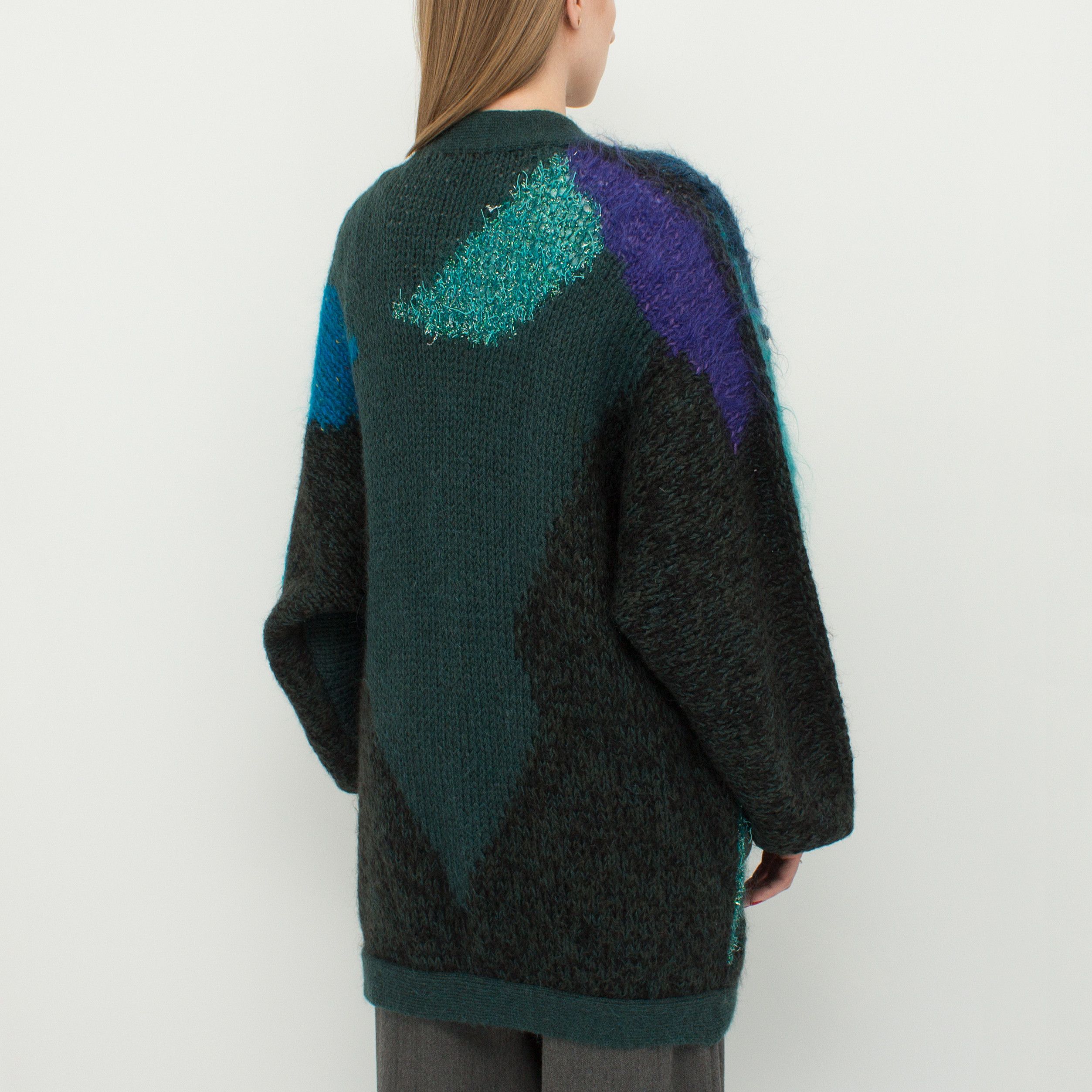 Versace Vintage Handmade Mohair Cardigan Gianni Versace Yarn Tag 80s Size ONE SIZE - 4 Thumbnail