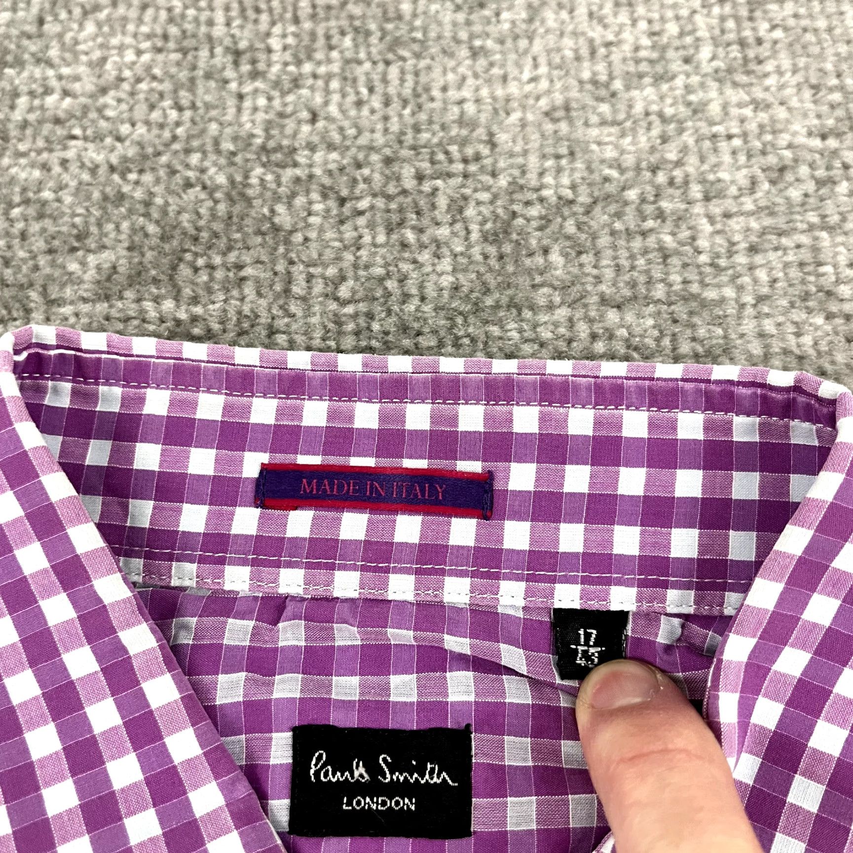 Paul Smith PAUL SMITH London Shirt Mens Regular Size 43 17 Purple Gray Check Button Up Long Sleeve, Multicolor, Cotton, Dress, Classic, London, Men Size US XL / EU 56 / 4 - 2 Thumbnail