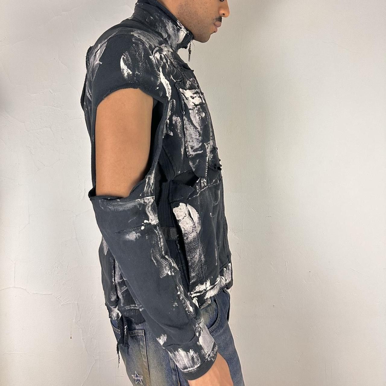 Other ASTROBOI* Navy & White Painted Zip Up Sweatshirt - XL Size US XL / EU 56 / 4 - 3 Thumbnail
