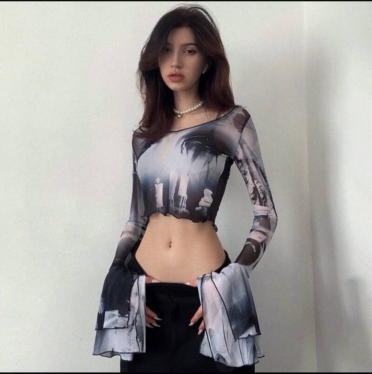 Hysteric Glamour Y2K Japanese Mesh Long Sleeve Top (like Jean Paul Gaultier) Size S / US 4 / IT 40 - 3 Thumbnail