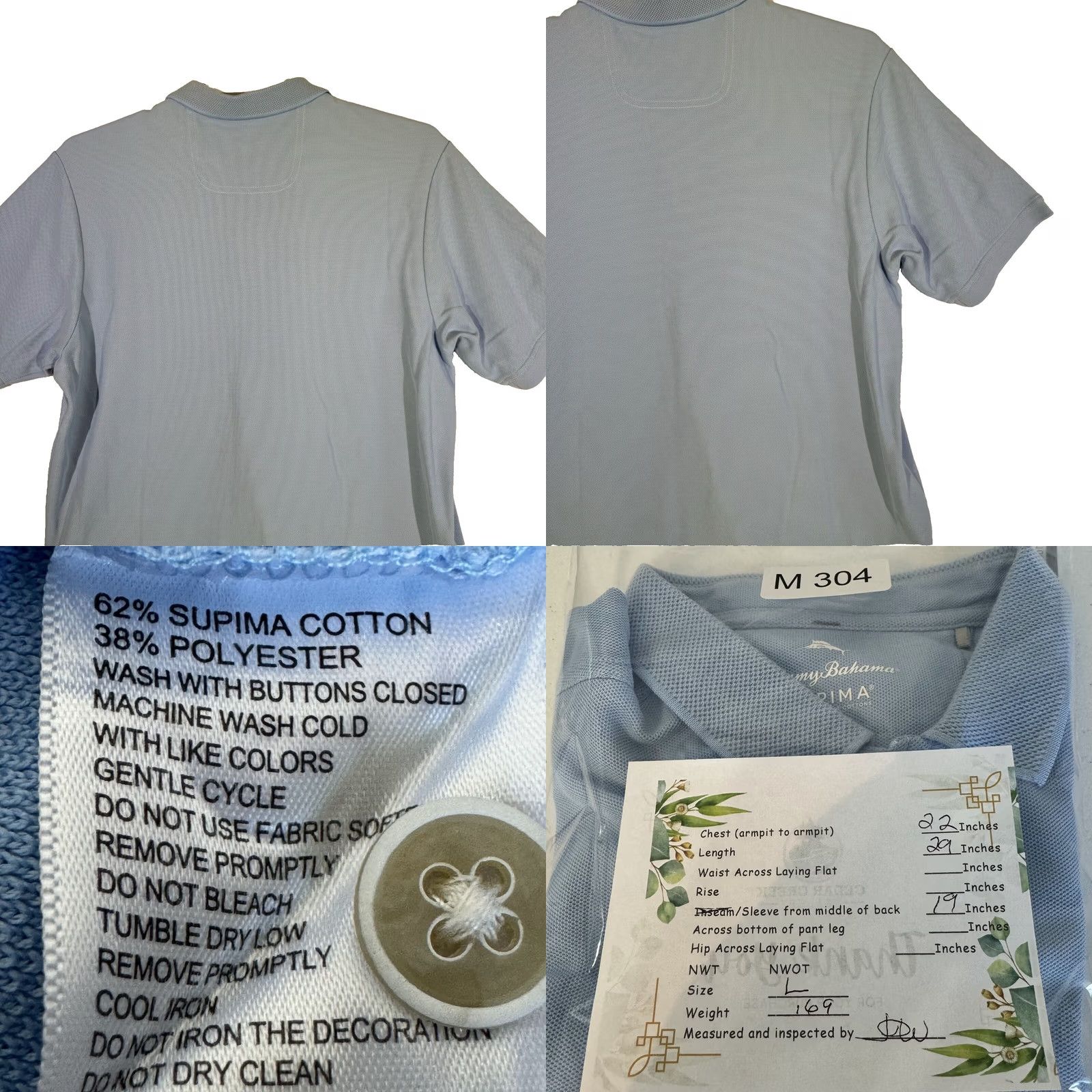 Tommy Bahama Tommy Bahama Polo Shirt Men Large Blue Supima Cotton Golf Performance Short Sleeve Shirt Size US L / EU 52-54 / 3 - 9 Thumbnail
