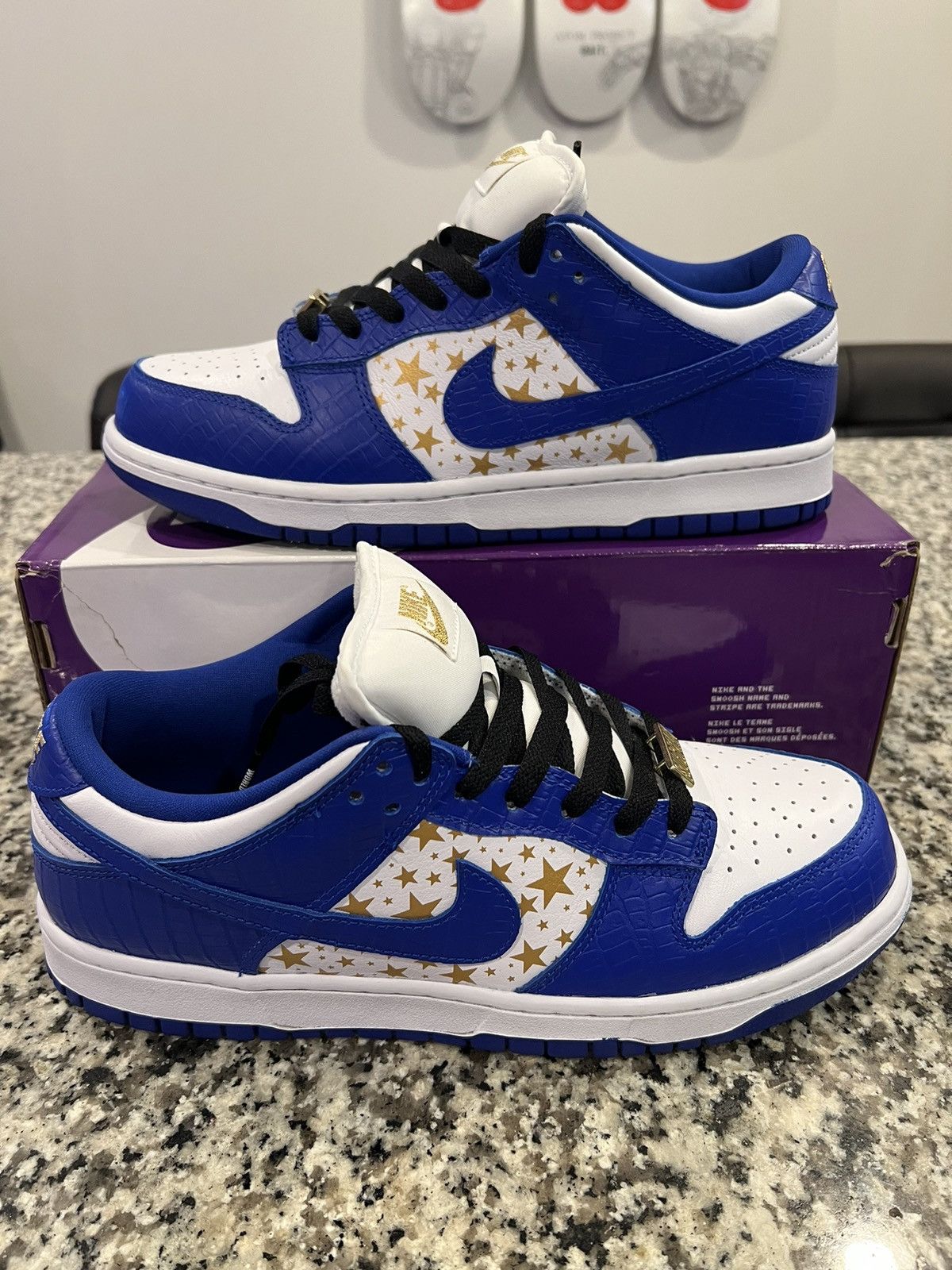 Pre-owned Nike X Supreme Nike Sb Dunk Low Supreme Stars Hyper Royal (2021) Shoes In Blue