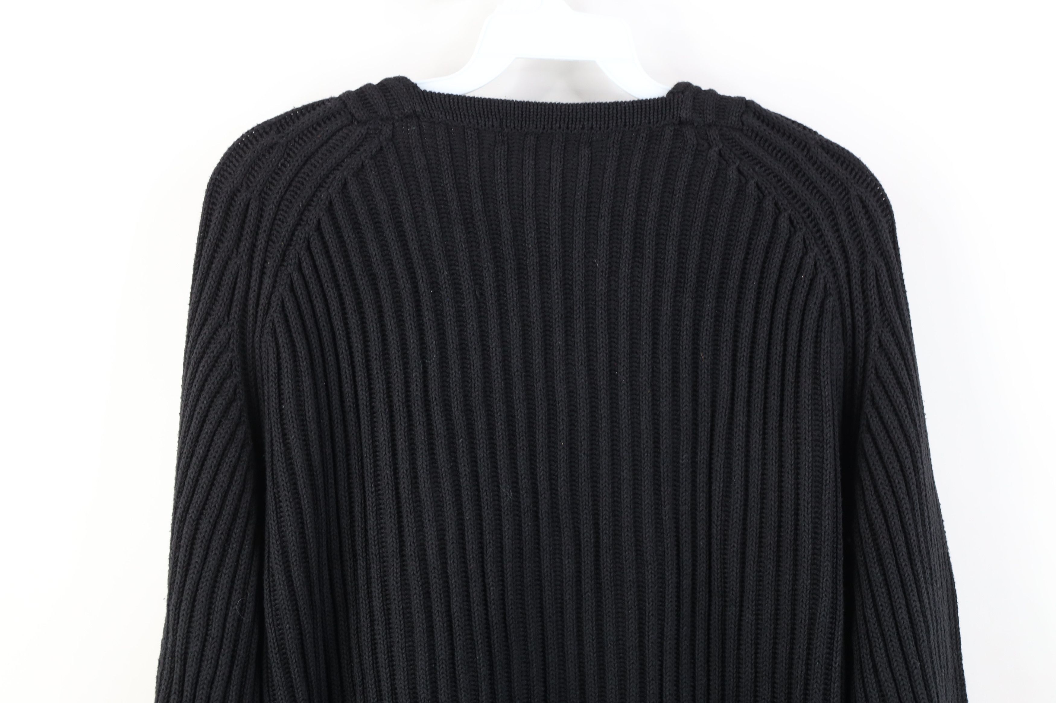 Nautica Vintage 90s Nautica Chunky Cotton Ribbed Knit Sweater Black Size US L / EU 52-54 / 3 - 9 Thumbnail