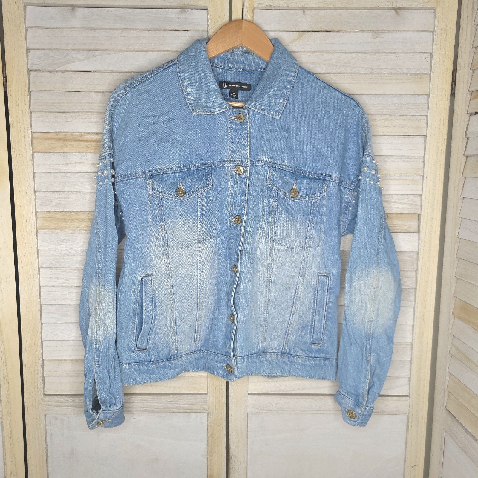 Other International Concepts Jean Jacket Beaded Womens XS Size XS / US 0-2 / IT 36-38 - 10 Thumbnail