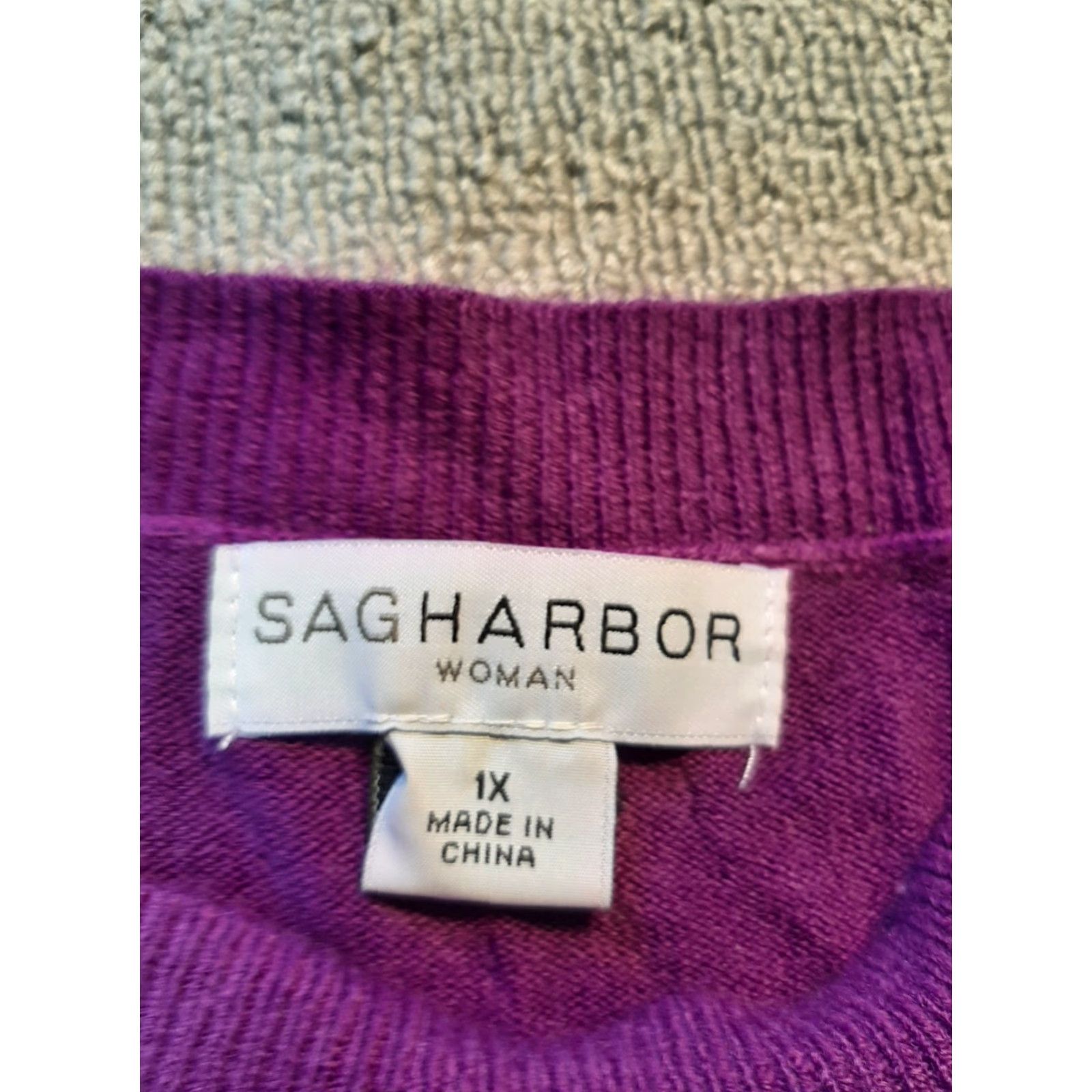 Vintage Sag Harbor Women's Long Sleeve Sweater Purple 1X Size XL / US 12-14 / IT 48-50 - 2 Thumbnail