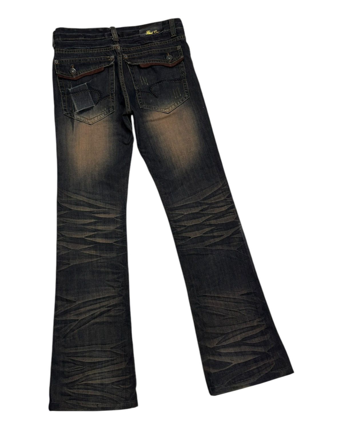 If Six Was Nine × Japanese Brand × Le Grande Bleu (L.G.B.) 🔥FLARE JEANS WHISKER BLACK CROWN CLAW MARK DISTRESS JEAN Size US 32 / EU 48 - 4 Thumbnail