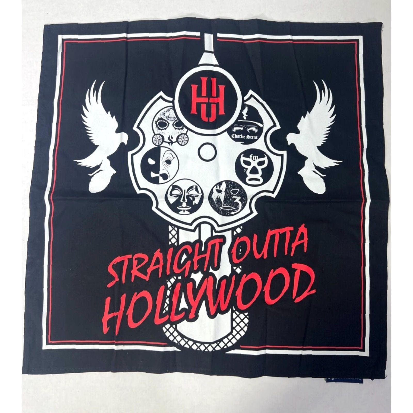 Vintage Hollywood Undead Bandana Unisex 20x20 Black Paisley Face Mask Head Wrap Mouth Cover Scarf The Blood Album Size ONE SIZE - 2 Thumbnail