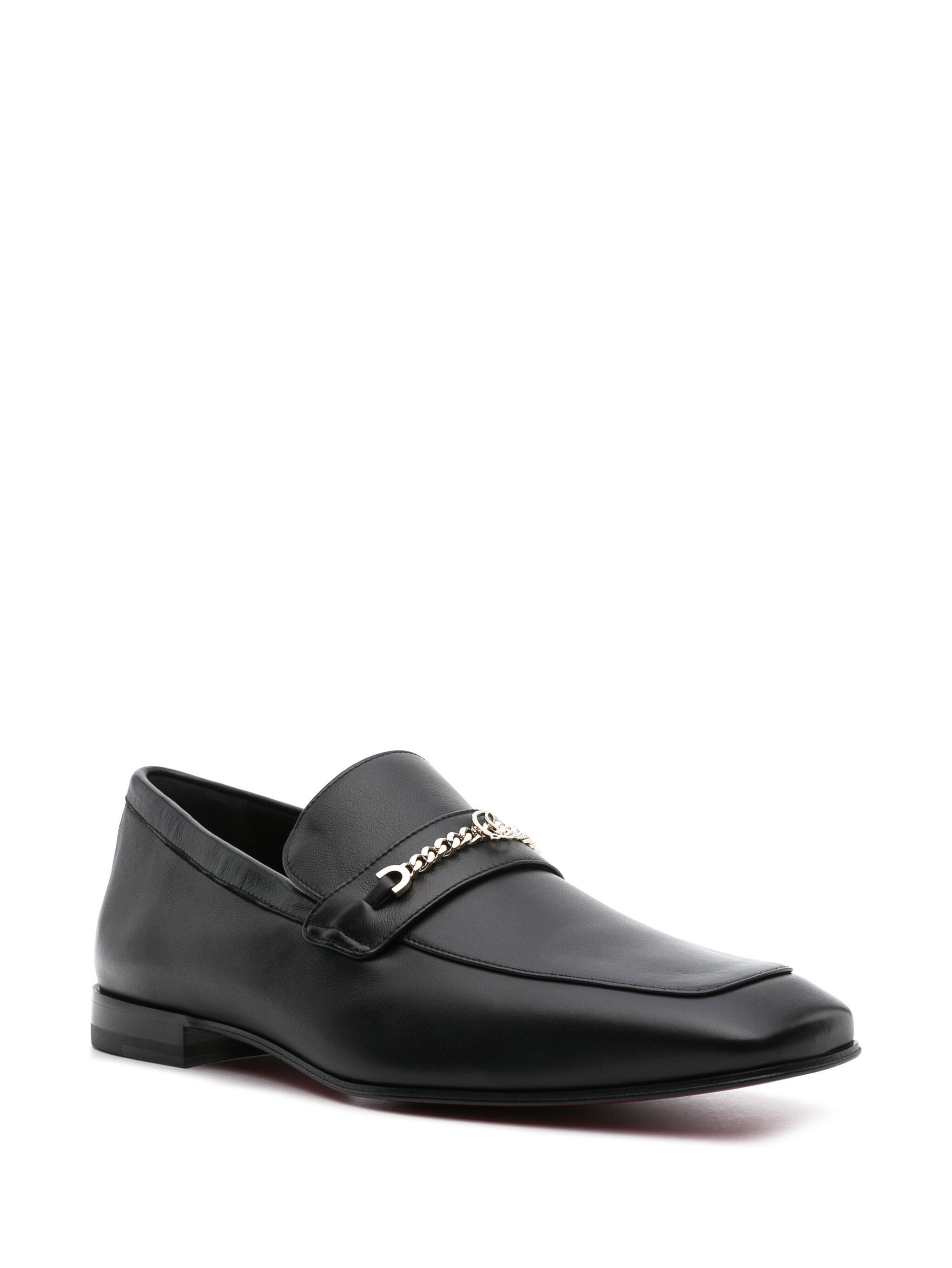 Christian Louboutin os11x0125 MJ Moc Chain-Link Leather Loafers in Black Size US 8 / EU 41 - 2 Thumbnail