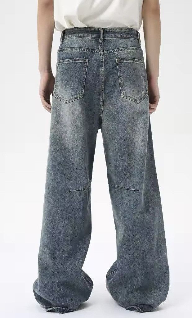 Jean × Vintage Distressed Washed Blue Straight Wide Leg Denim Size US 29 - 5 Thumbnail