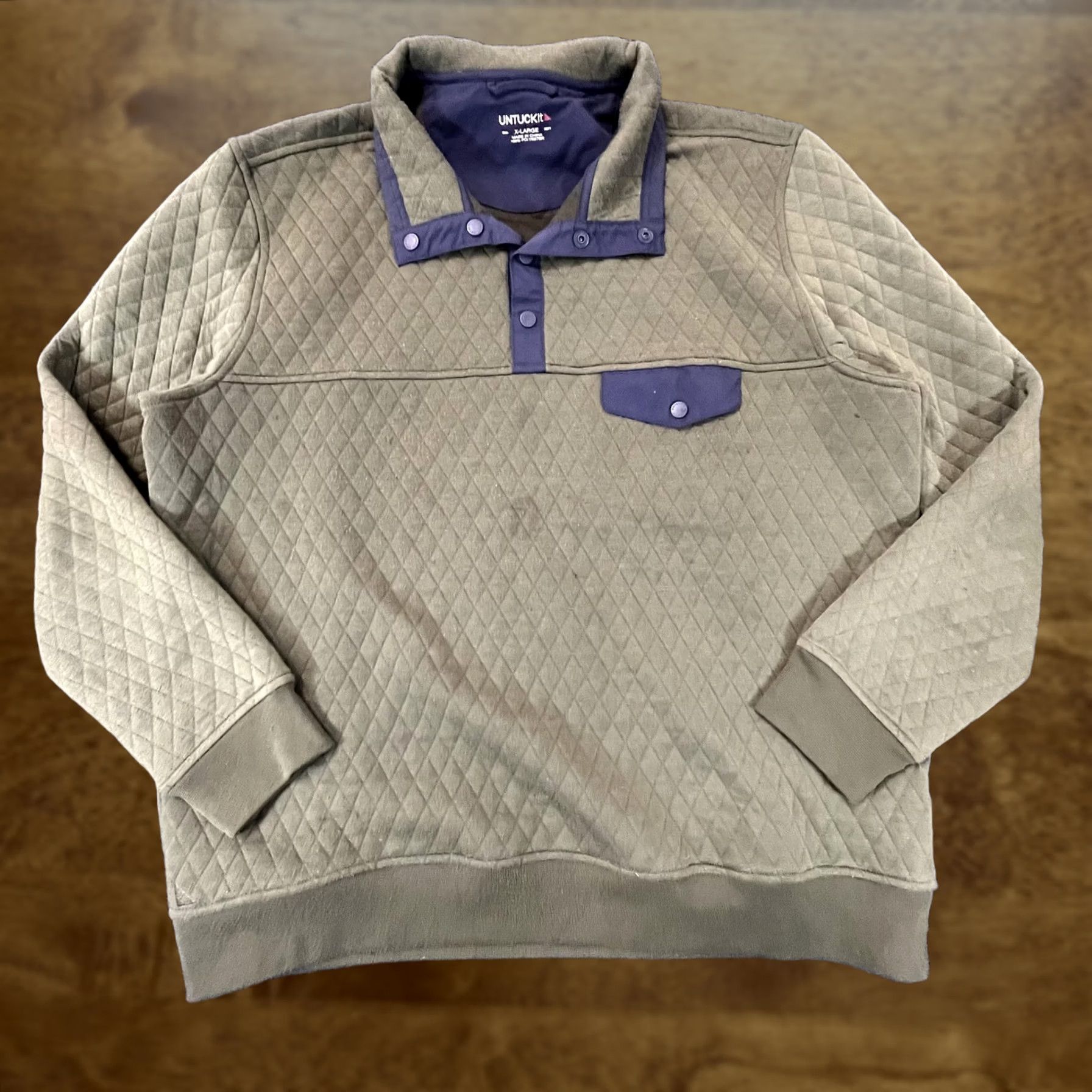 UNTUCKit VINTAGE Untuckit Pullover Shirt Mens XL Green Quilted Snap Button Fleece Sweatshirt Casual Size US XL / EU 56 / 4 - 1 Thumbnail