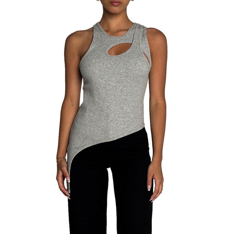 Dion Lee Grey Ribbed Cut Out Tank Size S / US 4 / IT 40 - 1 Thumbnail